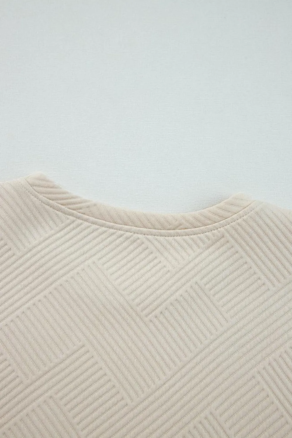 New Dear-Lover Solid Color Textured Long Sleeve Shift Dress Apricot