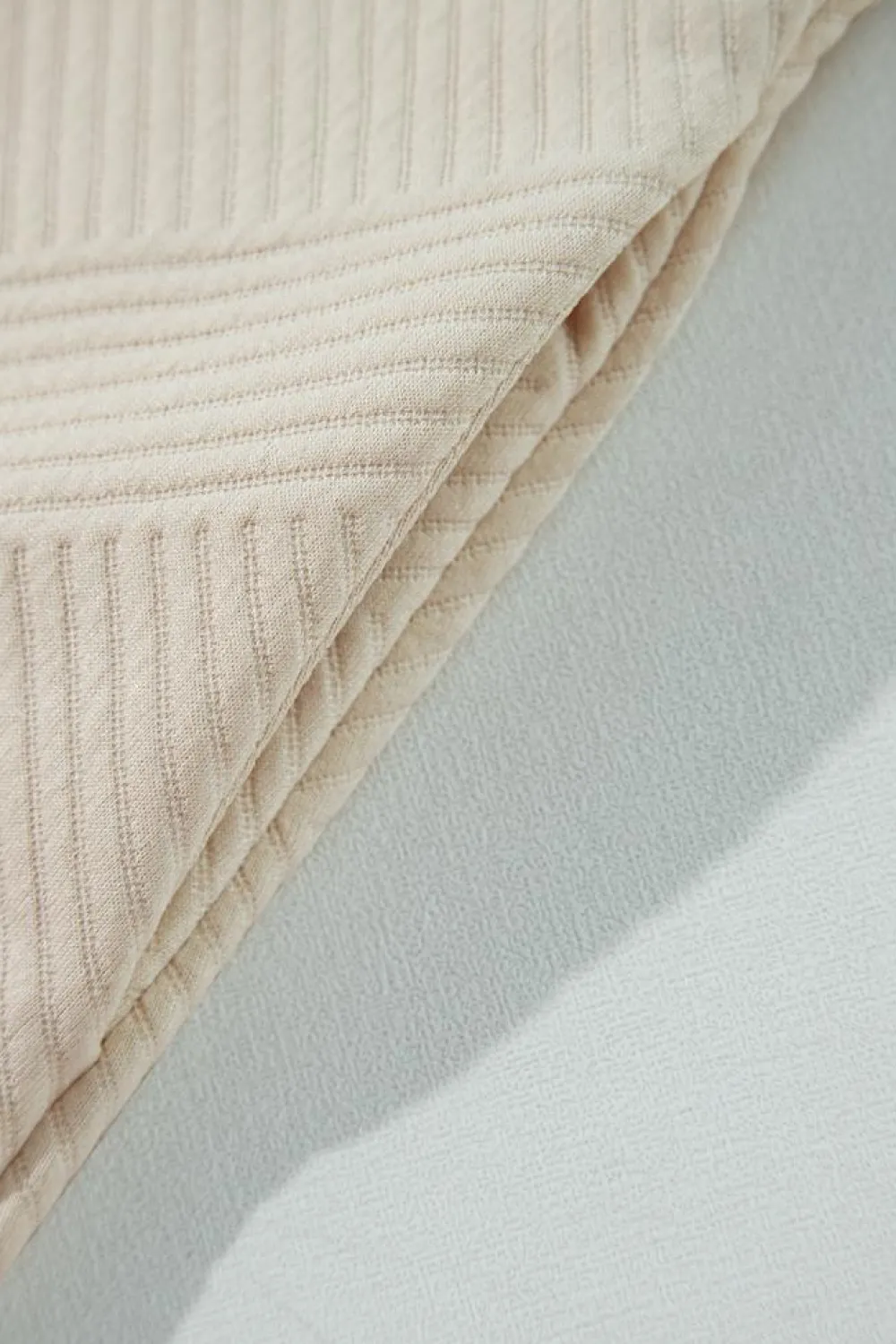 New Dear-Lover Solid Color Textured Long Sleeve Shift Dress Apricot