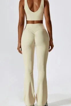 Hot Dear-Lover Sporty Quick Dry Bra & Flared Pants Set Apricot