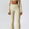Clearance Dear-Lover Square Neck Cropped Active Top & Pants Set Apricot