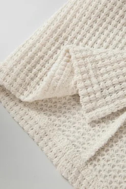 Online Dear-Lover Waffle Knit Splits Batwing Sleeve Oversized Top Apricot
