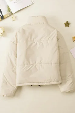 Outlet Dear-Lover Zip Up Drawstring Hem Puffer Jackets Apricot