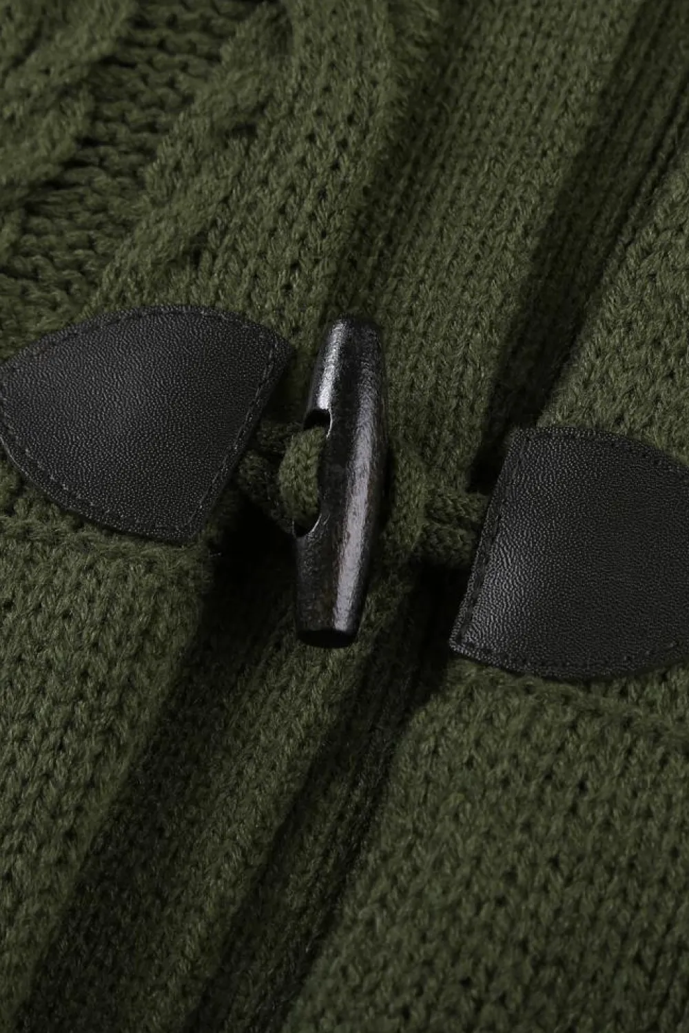 Outlet Dear-Lover Army Fur Hood Horn Button Sweater Cardigan Green
