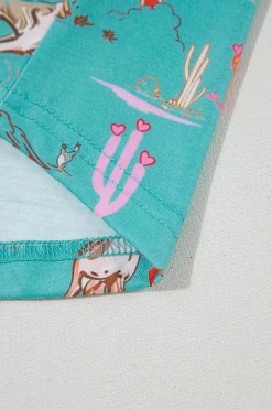Fashion Dear-Lover Cowgirl Country Print Pajamas Set Aruba Blue