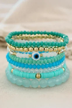 Hot Dear-Lover Multi Layered Beaded Bracelet Set Aruba Blue
