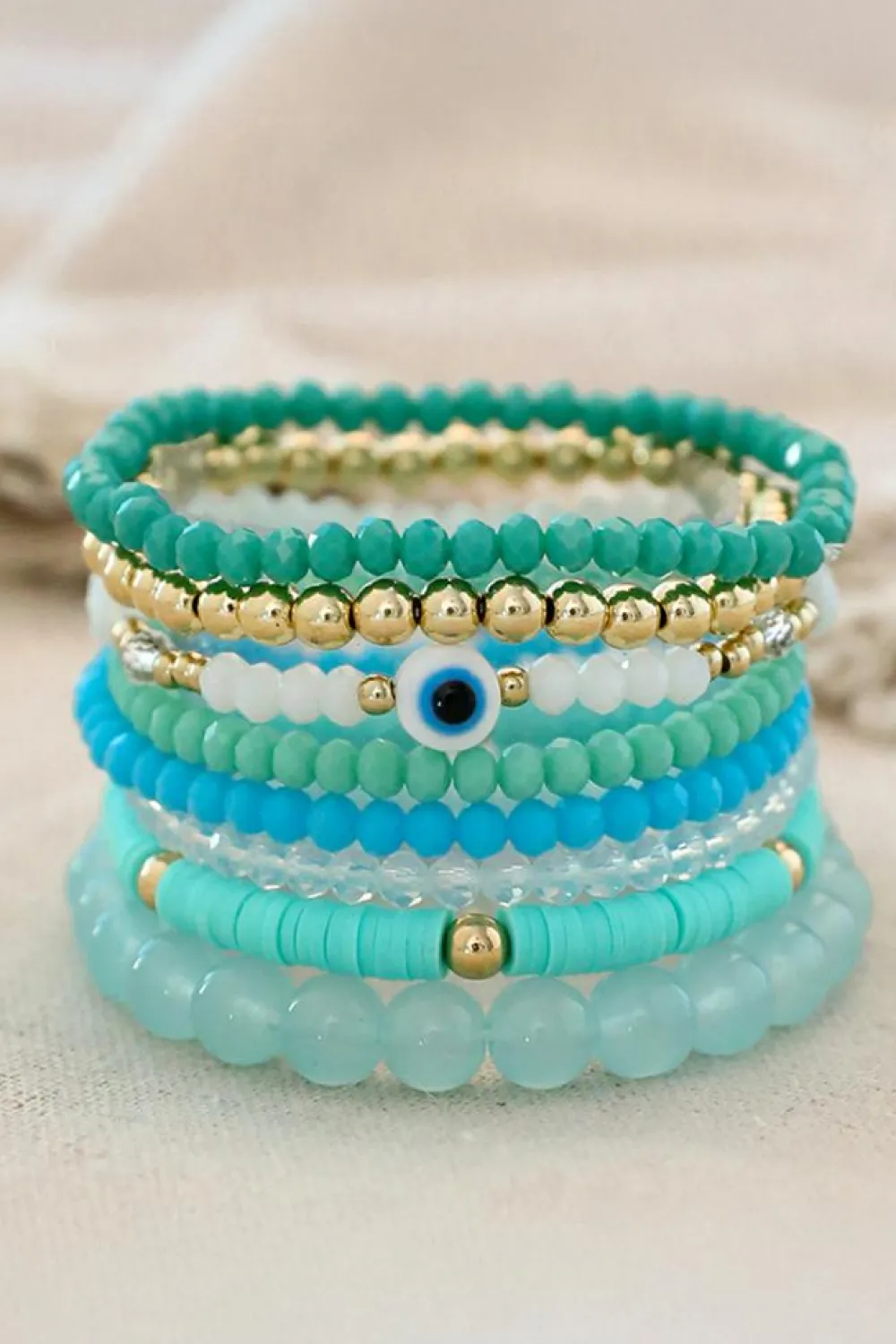 Hot Dear-Lover Multi Layered Beaded Bracelet Set Aruba Blue