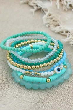 Hot Dear-Lover Multi Layered Beaded Bracelet Set Aruba Blue