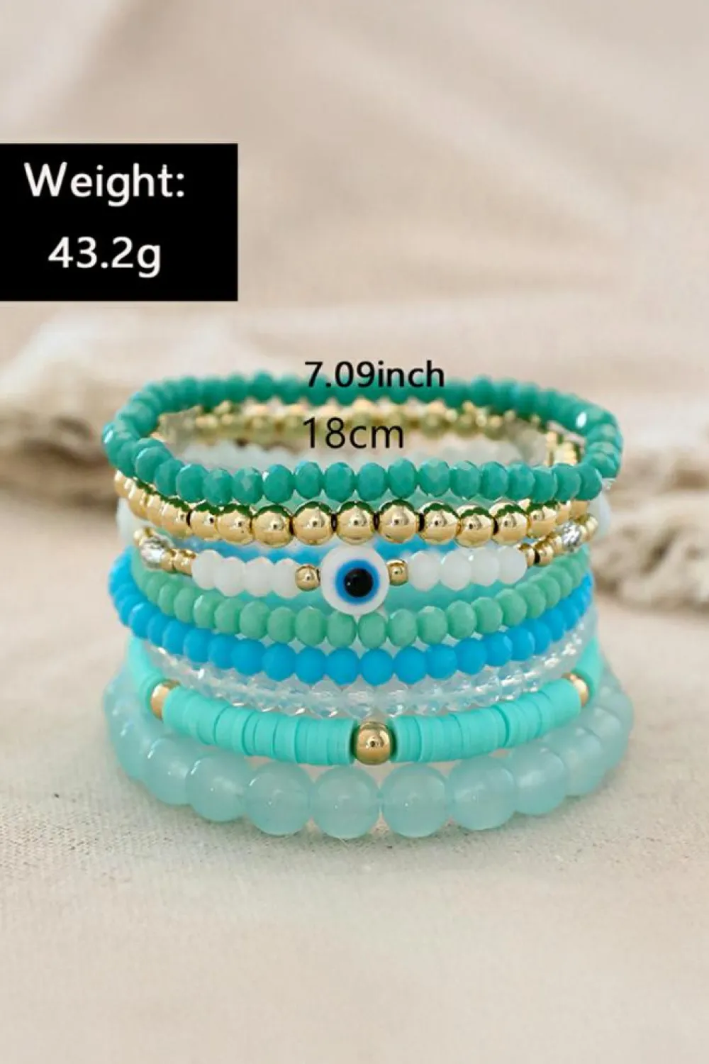 Hot Dear-Lover Multi Layered Beaded Bracelet Set Aruba Blue