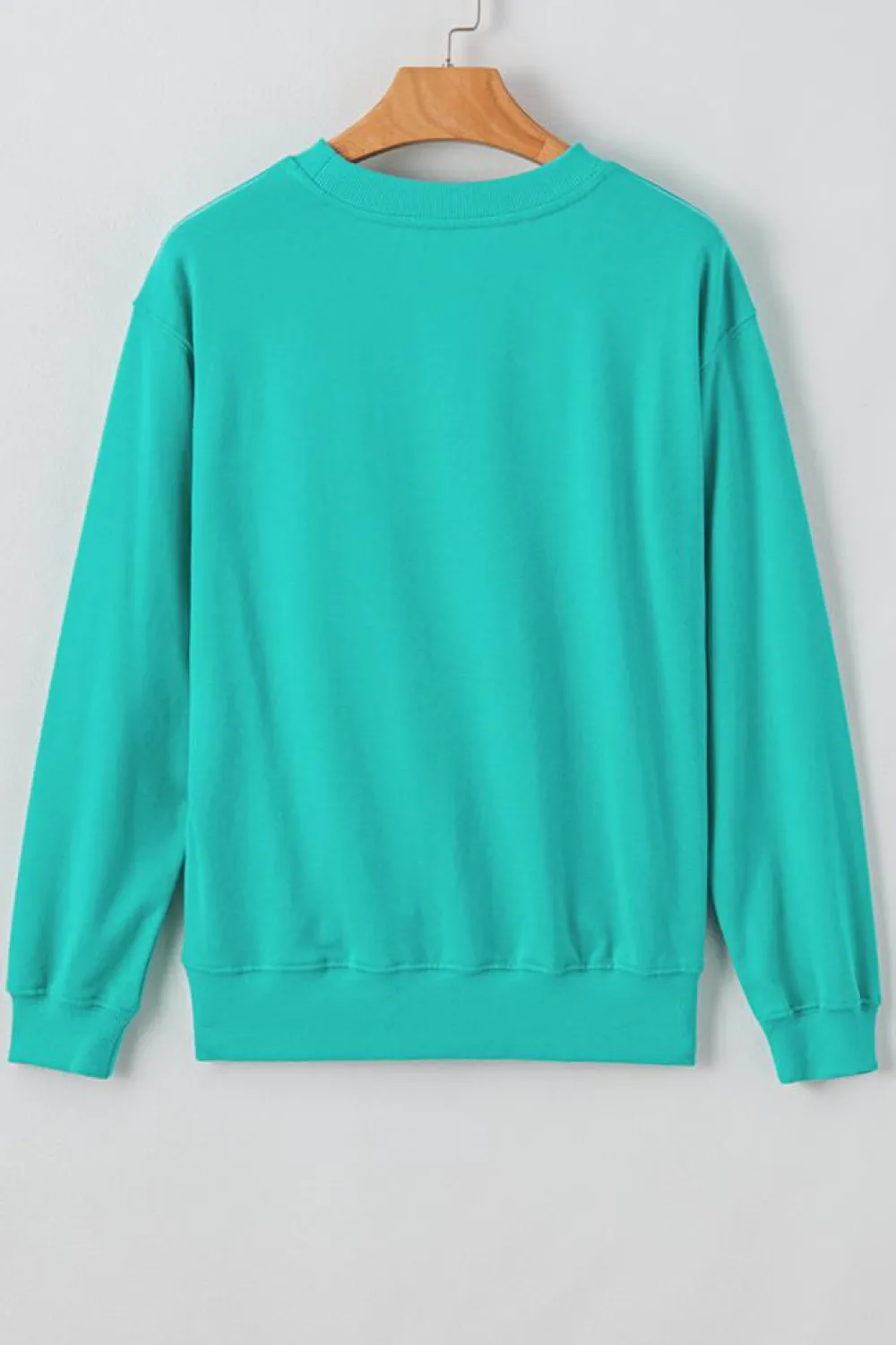 Online Dear-Lover Plain Drop Shoulder Crewneck Pullover Sweatshirt Aruba Blue
