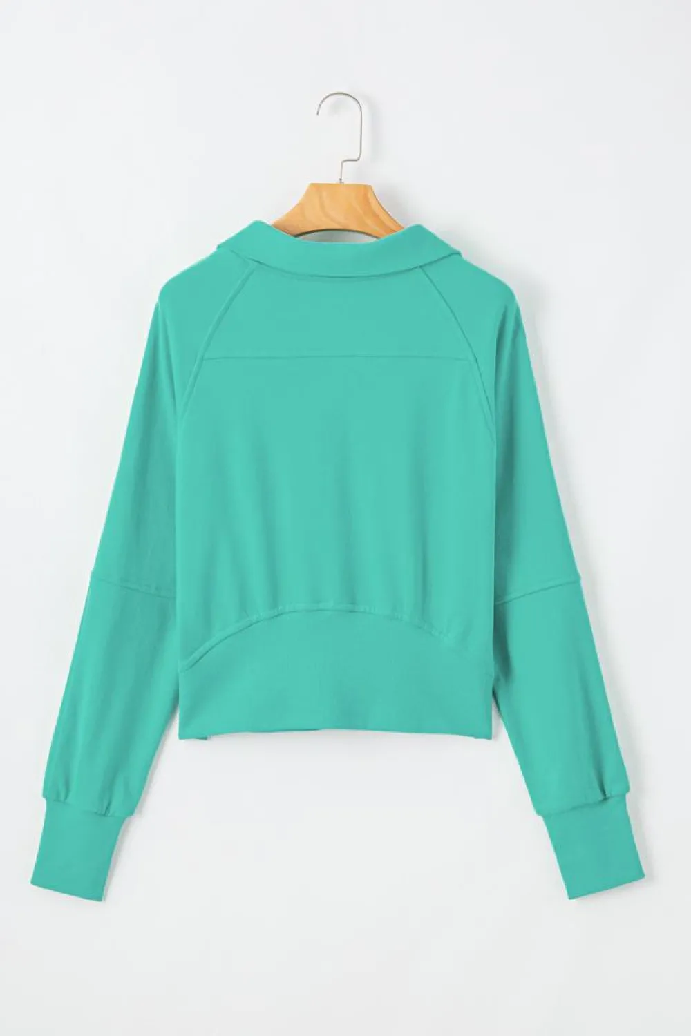 Discount Dear-Lover Quarter Zip Stand Neck Kangaroo Pocket Sweatshirt Aruba Blue
