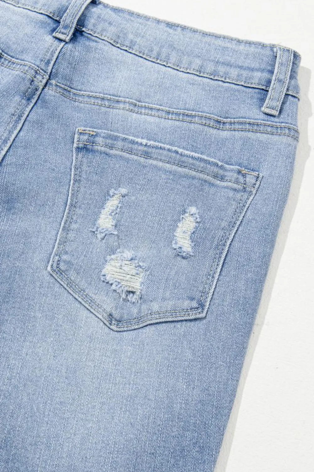 Discount Dear-Lover Acid Wash Raw Hem High Waist Flared Jeans Ashleigh Blue