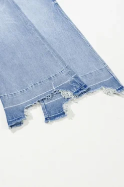 Discount Dear-Lover Acid Wash Raw Hem High Waist Flared Jeans Ashleigh Blue