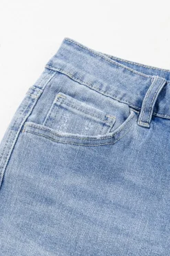 Discount Dear-Lover Acid Wash Raw Hem High Waist Flared Jeans Ashleigh Blue