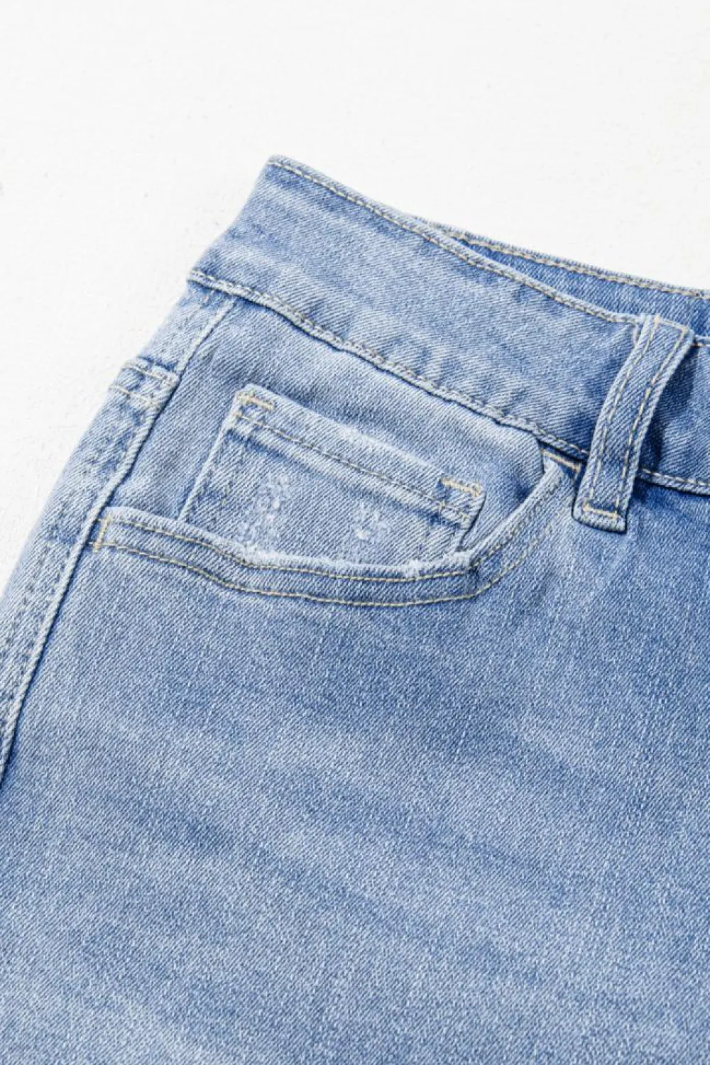 Discount Dear-Lover Acid Wash Raw Hem High Waist Flared Jeans Ashleigh Blue