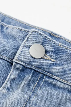 Discount Dear-Lover Acid Wash Raw Hem High Waist Flared Jeans Ashleigh Blue