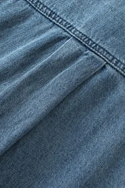 Hot Dear-Lover Button Front Ruffled Flutter Frayed Denim Top Ashleigh Blue