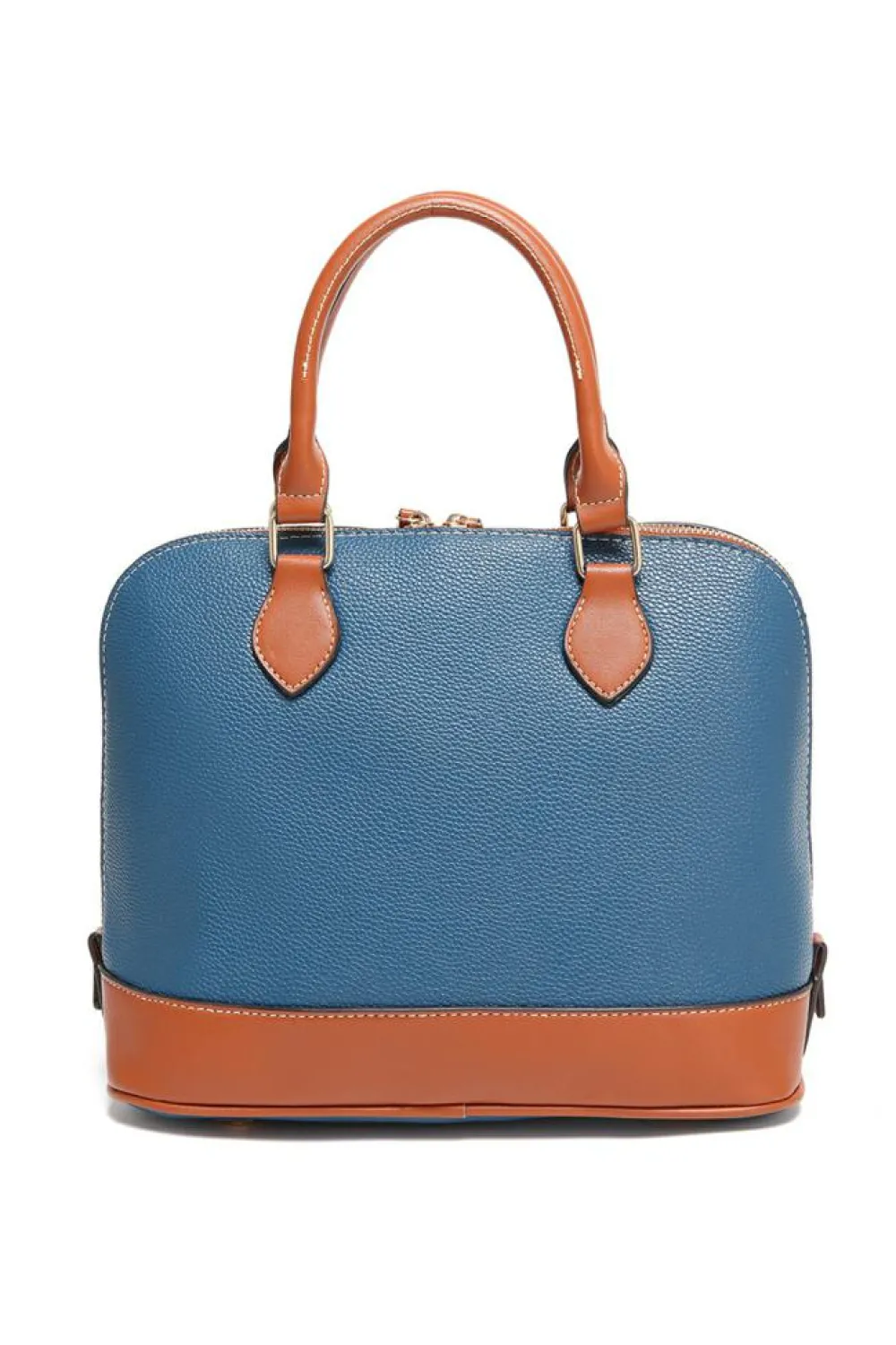 Discount Dear-Lover Color Contrast PU Leather Zipper Tote Bag Ashleigh Blue