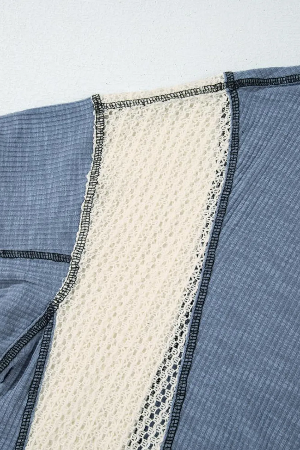 Sale Dear-Lover Crochet Detail Exposed Seam High Low Loose Top Ashleigh Blue