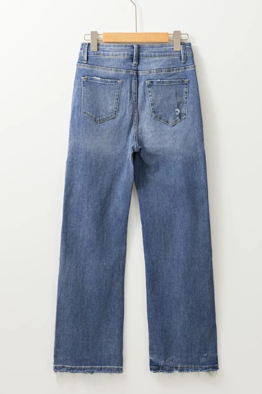 Sale Dear-Lover Distressed Raw Hem Straight Leg High Waist Jeans Ashleigh Blue