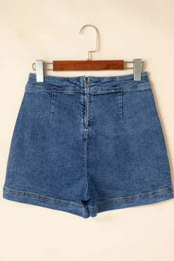 Discount Dear-Lover Faux Wrapped Mini Denim Skort Ashleigh Blue