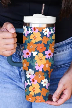 New Dear-Lover Flower Print Hane Large Thermal Tumbler 40oz Ashleigh Blue