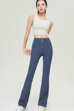 Hot Dear-Lover Front Zipped Flare Leggings Ashleigh Blue