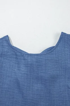 Online Dear-Lover Knot Scoop Back Ruffle Hem Sleeveless Mini Dress Ashleigh Blue