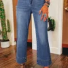Sale Dear-Lover Mineral Wash High Waist Bell Bottom Crop Jeans Ashleigh Blue