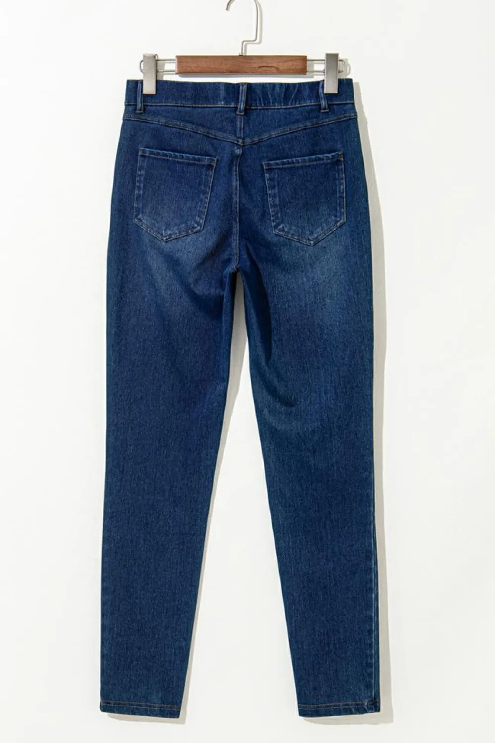Sale Dear-Lover Multiple Pockets Straight Leg Washed Stretchy Knit Casual Jeans Ashleigh Blue