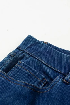 Sale Dear-Lover Multiple Pockets Straight Leg Washed Stretchy Knit Casual Jeans Ashleigh Blue