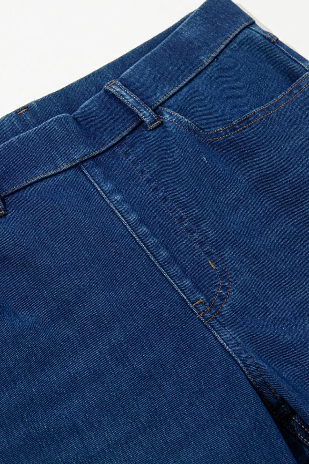 Sale Dear-Lover Multiple Pockets Straight Leg Washed Stretchy Knit Casual Jeans Ashleigh Blue