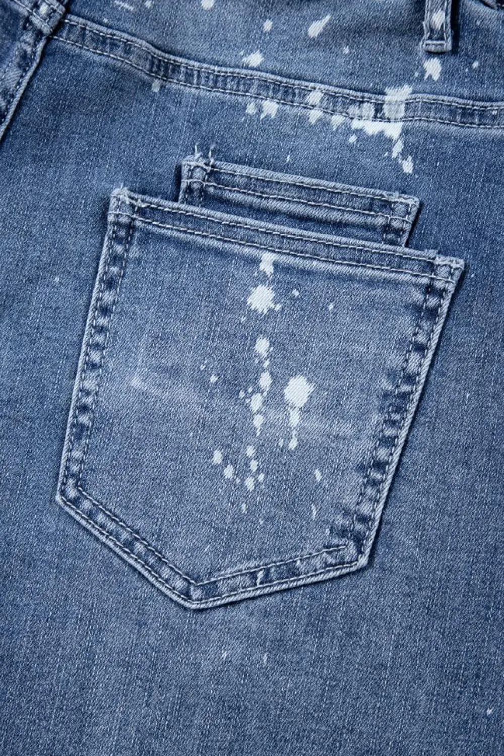 Outlet Dear-Lover Ripped Splattering Paint Rope Waist Cropped Straight Jeans Ashleigh Blue