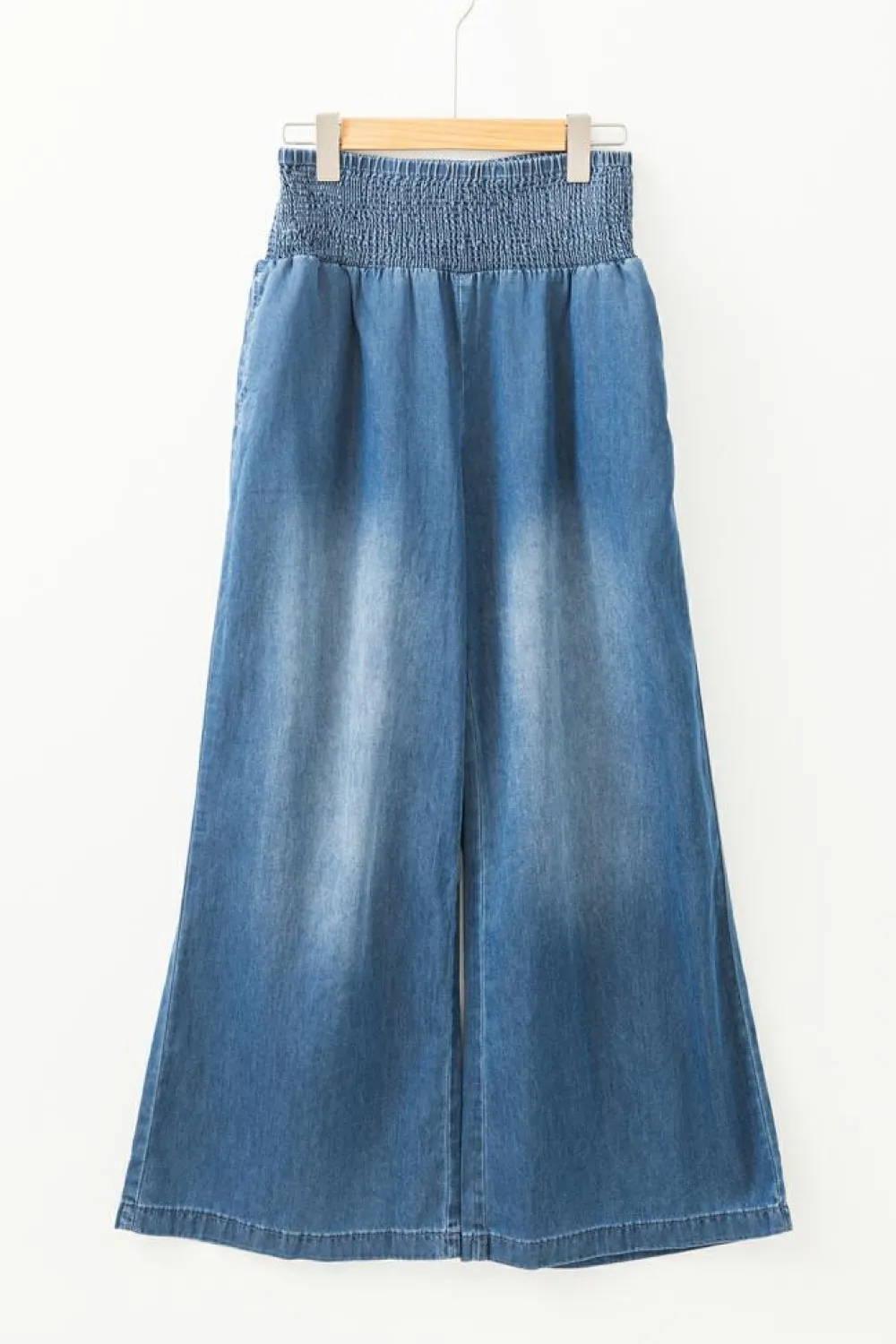 Sale Dear-Lover Smocked Waist Wide Leg Jeans Ashleigh Blue