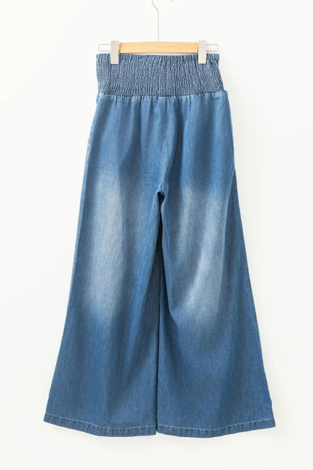 Sale Dear-Lover Smocked Waist Wide Leg Jeans Ashleigh Blue