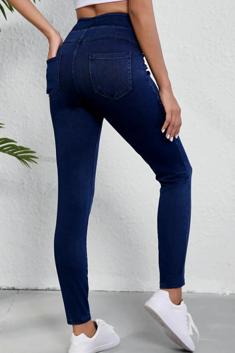 Best Dear-Lover Solid Color High Waist Stretchy Slim Fit Jeggings Ashleigh Blue