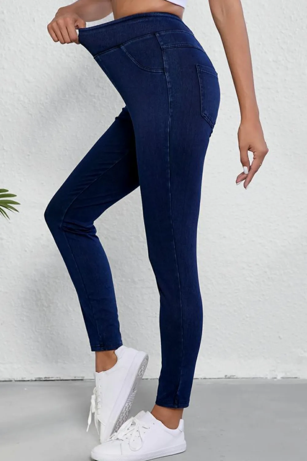 Best Dear-Lover Solid Color High Waist Stretchy Slim Fit Jeggings Ashleigh Blue