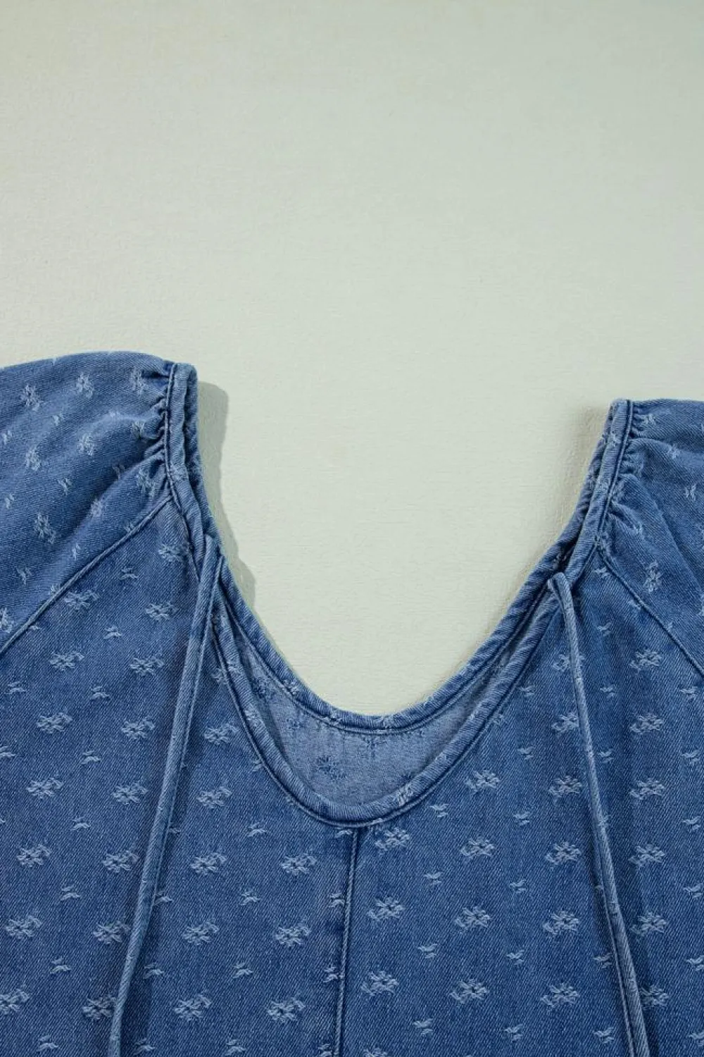 Online Dear-Lover Textured Open Back Loose Fit Denim Dress Ashleigh Blue
