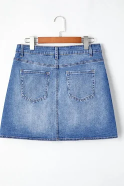 Online Dear-Lover Wrapped Crossed Waist Denim Mini Skirt Ashleigh Blue