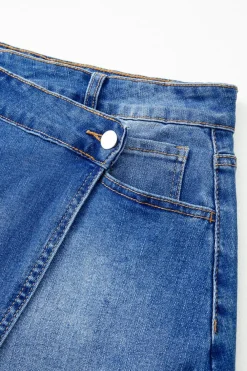 Online Dear-Lover Wrapped Crossed Waist Denim Mini Skirt Ashleigh Blue