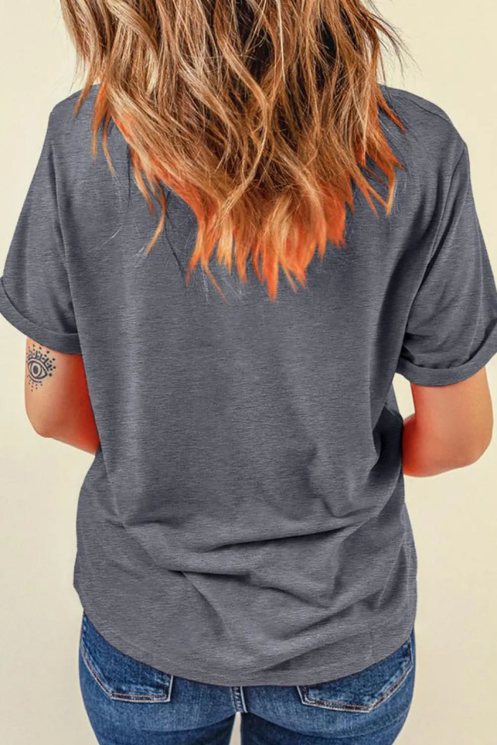 Discount Dear-Lover Baseball Bowknot Graphic Casual Tee Gray-2