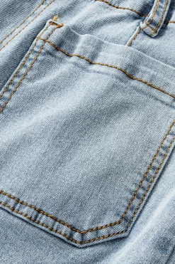 Outlet Dear-Lover Acid Wash Contrast Edge Pocketed Cropped Jeans Beau Blue