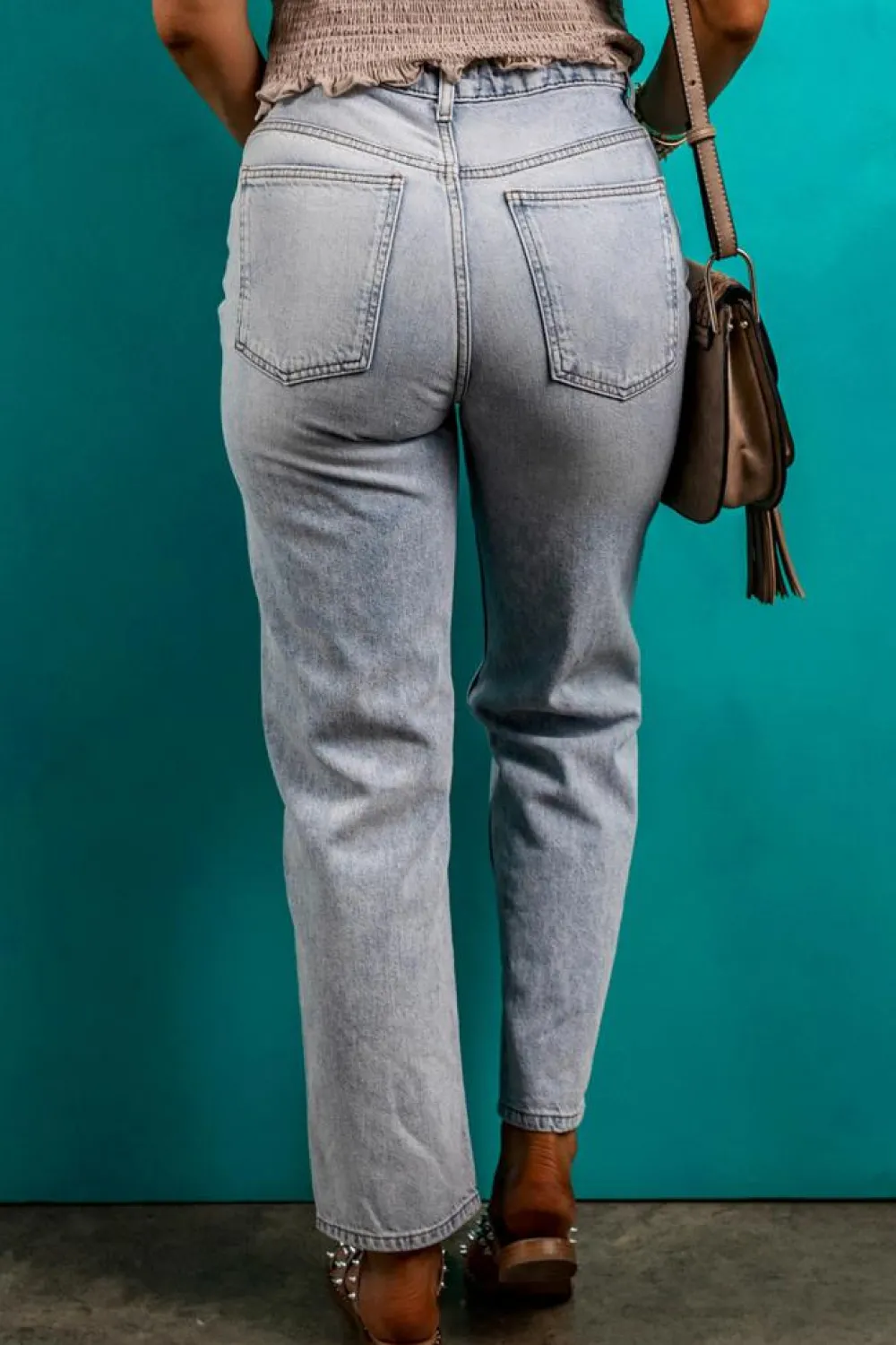 Discount Dear-Lover Acid Wash Straight Jeans Beau Blue