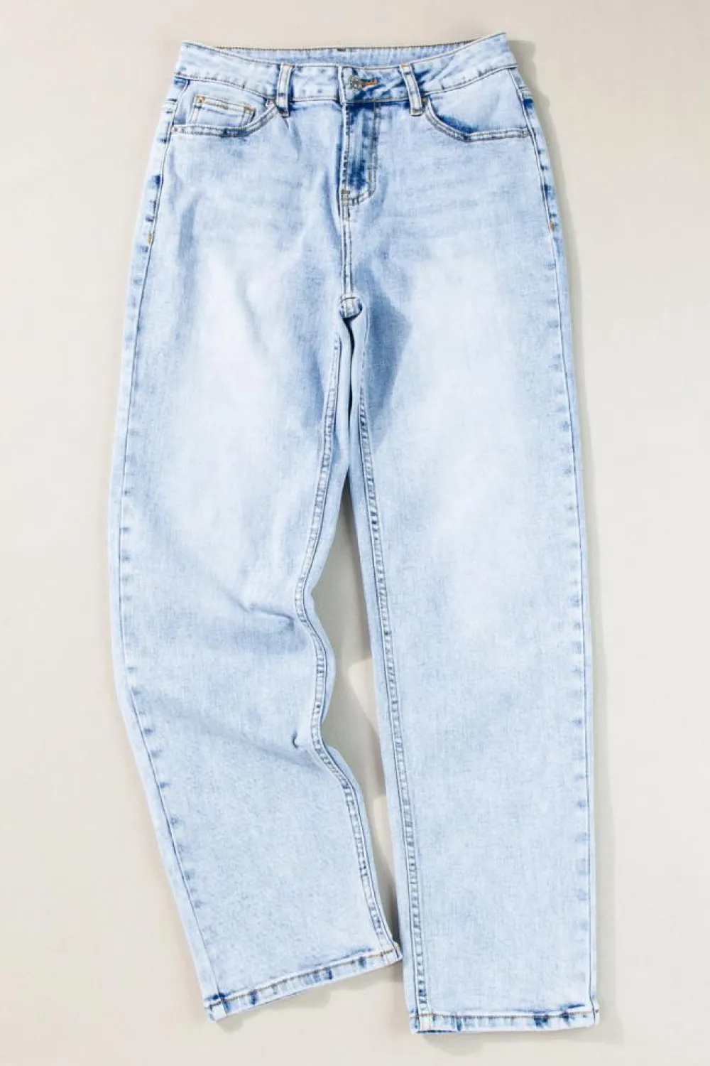 Discount Dear-Lover Acid Wash Straight Jeans Beau Blue