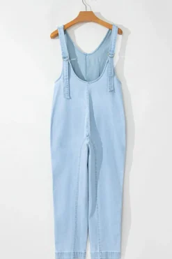 Discount Dear-Lover Adjustable Strap V Neck Pocketed Denim Overalls Beau Blue