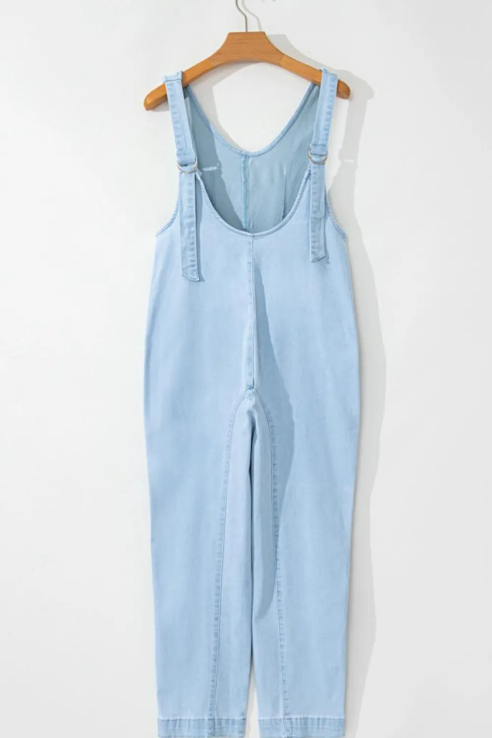 Discount Dear-Lover Adjustable Strap V Neck Pocketed Denim Overalls Beau Blue