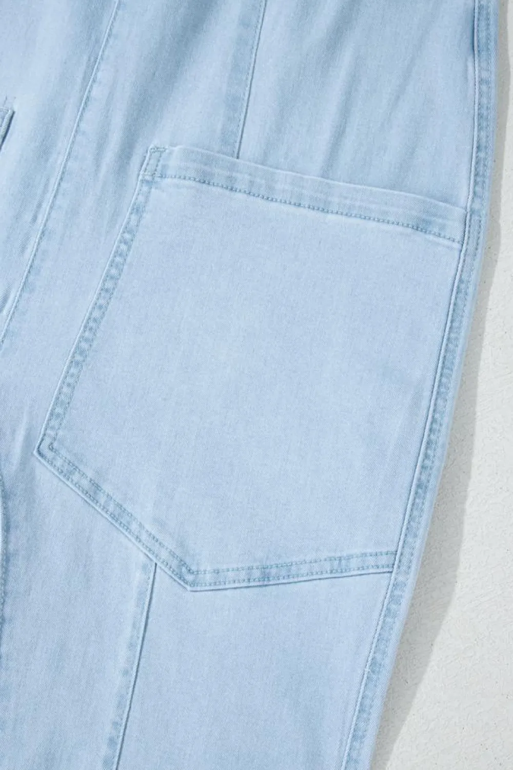 Discount Dear-Lover Adjustable Strap V Neck Pocketed Denim Overalls Beau Blue