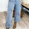 New Dear-Lover Bowknot Decor Boyfriend Cargo Jeans Beau Blue