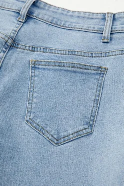 New Dear-Lover Bowknot Decor Boyfriend Cargo Jeans Beau Blue