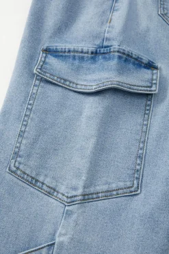 New Dear-Lover Bowknot Decor Boyfriend Cargo Jeans Beau Blue