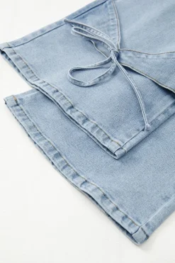 New Dear-Lover Bowknot Decor Boyfriend Cargo Jeans Beau Blue